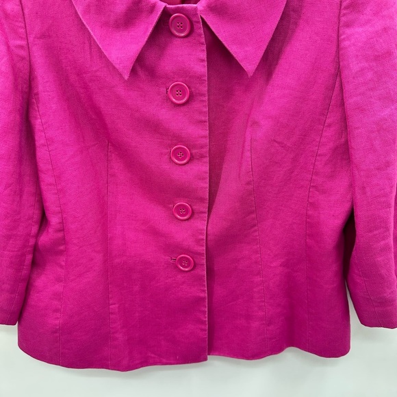 PLANET 12 Linen large button Scandi girl timeless effortless Lagonlook blazer - Picture 6 of 10